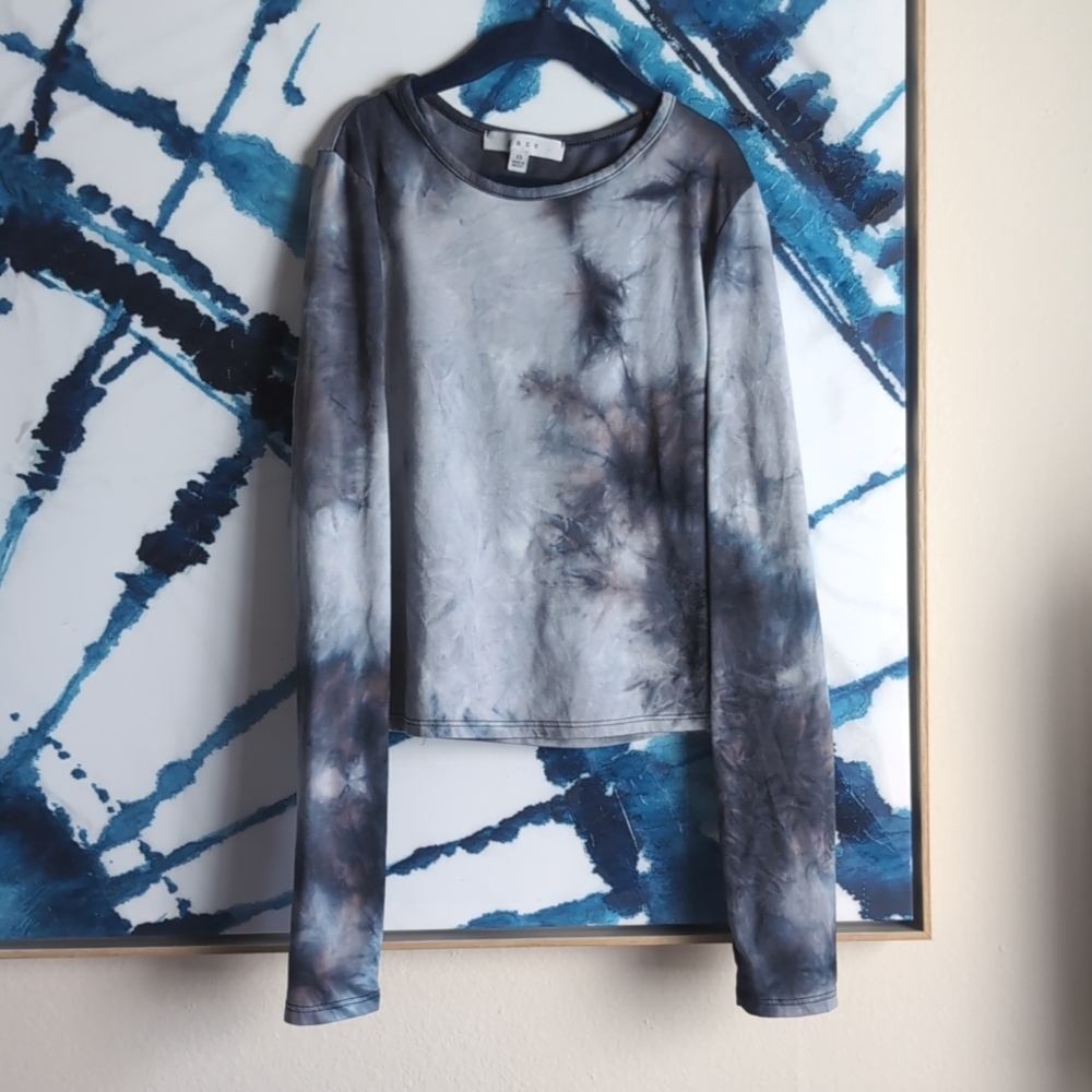Tie die Y2K cropped long sleeve blue grey size S